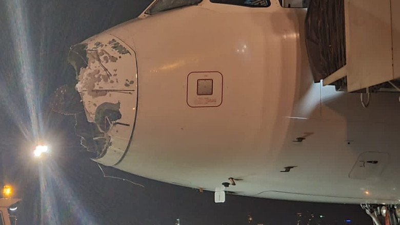 Momente de groaza filmate de pasagerii unui avion care a traversat o furtuna puternica. O mama si-a luat adio de la fiica ei Imagine