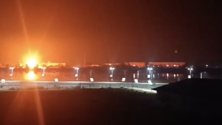 Momentul in care dronele rusesti explodeaza langa Tulcea Imagine