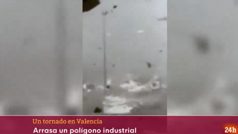 Momentul in care o tornada a maturat mai multe zone din Spania, afectate si de inundatii Imagine