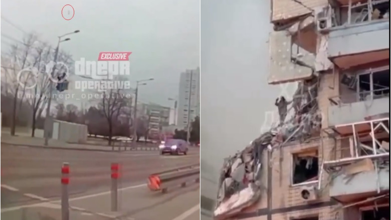 Momentul in care racheta ruseasca loveste blocul din Dnipro. Imagini dramatice cu o femeie care a supravietuit miraculos Imagine