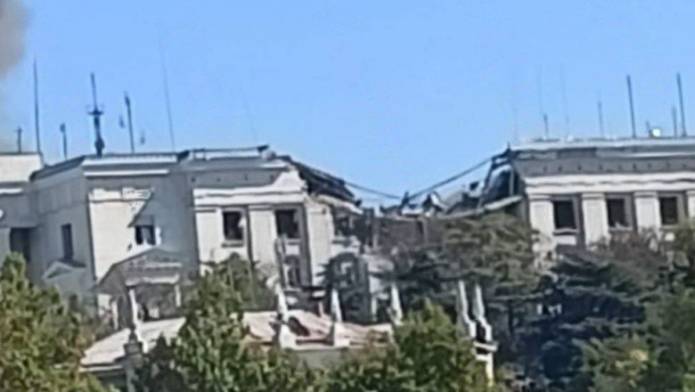 Momentul in care sediul Statului major al flotei ruse este lovit de o racheta ucraineana. „Comandanti de rang inalt” au fost ucisi Imagine