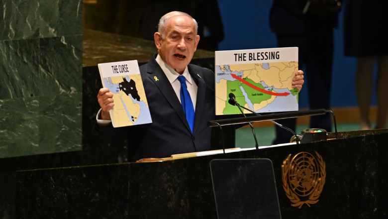 Netanyanu a spus ca ONU e o „casa a intunericului” si o „mlastina antisemita”. Premierul israelian, amenintari catre Iran Imagine