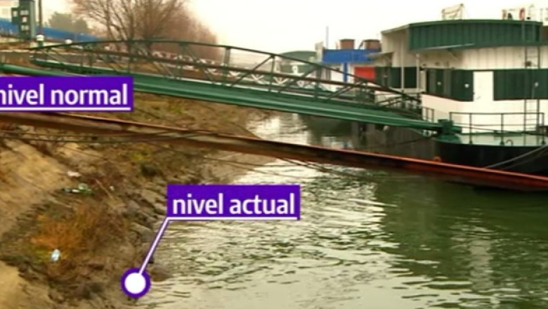 Nivelul scazut al Dunarii provoaca probleme de navigatie Imagine