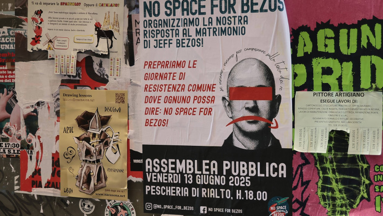 „No Space for Bezos”. Nunta lui Jeff Bezos in Venetia enerveaza localnicii si declanseaza proteste: „Orasul este epuizat” Imagine