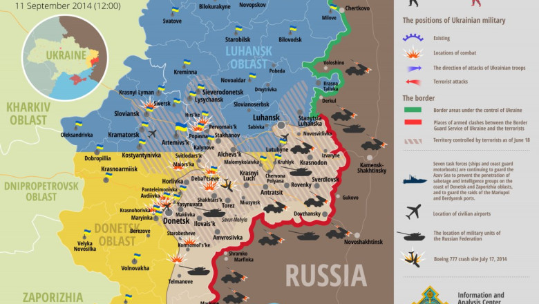 O alta zona &quot;cruciala&quot; ar putea fi ocupata de separatistii prorusi. Harta conflictului din Ucraina, publicata de armata Imagine