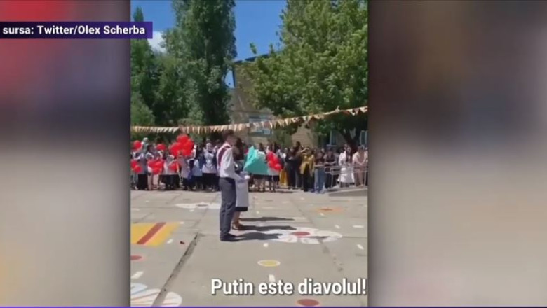 O eleva din Rusia a strigat in timpul unei festivitati de la scoala: „Libertate pentru Ucraina” Imagine