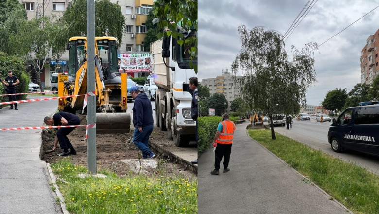 O falsa grenada a pus pe jar autoritatile din Satu Mare. Un muncitor pe excavator a sunat la 112 Imagine