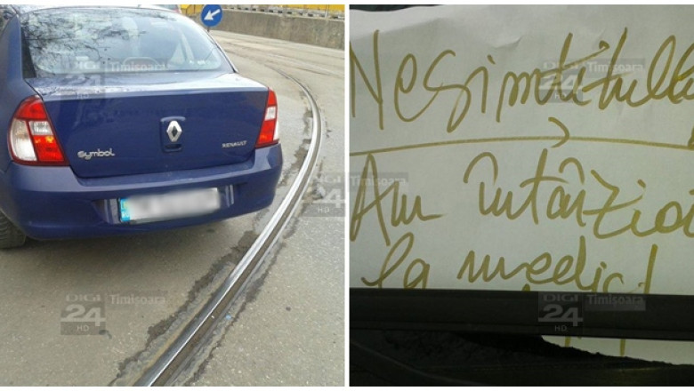 O masina parcata aiurea a provocat devierea circulatiei tramvaielor in Piata ”700”. Ce explicatie a oferit soferita care a incurcat circulatia Imagine