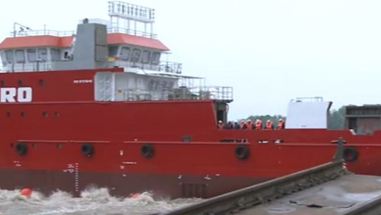 O nava pentru prospectiuni oceanografice construita la Galati a fost lansata pe Dunare Imagine