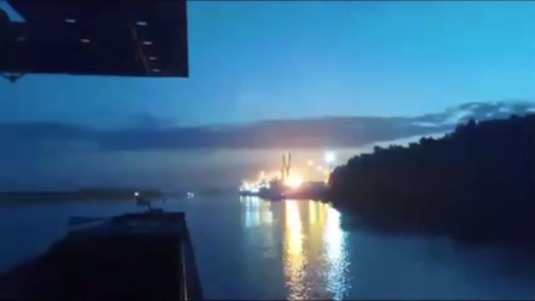 O nava romaneasca a fost avariata in portul ucrainean Reni in urma atacului rusesc de ieri Imagine