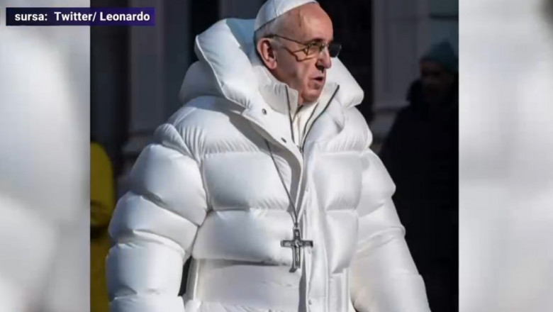O noua provocare pe internet: imagini trucate de AI. Detaliul care arata ca fotografiile cu Papa Francisc in pufoaica sunt false Imagine
