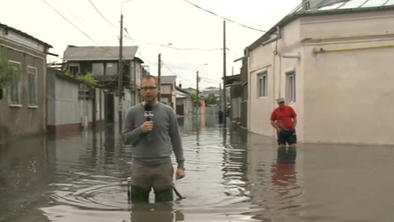 O ploaie puternica a inundat un cartier din Galati. 36 de judete sunt sub cod galben de vijelii si grindina Imagine