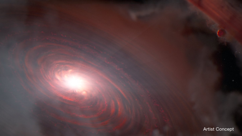 Oamenii de stiinta au identificat pentru prima oara apa intr-un sistem planetar care abia se naste, la 370 de ani lumina de Soare Imagine