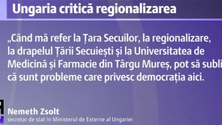 Oficial MAE: Scoala de Vara de la Baile Tusnad seamana cu o sedinta a Guvernului Ungariei. Nemeth Zsolt: Regionalizarea tine de democratie Imagine