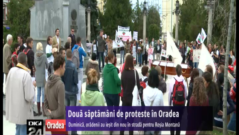 ORADEA. Protest cu sicriu impotriva proiectului minier de la Rosia Montana Imagine