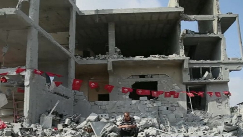 Oras distrus dupa 28 de zile de bombardamente. Mii de locuitori din Gaza au ramas fara case Imagine