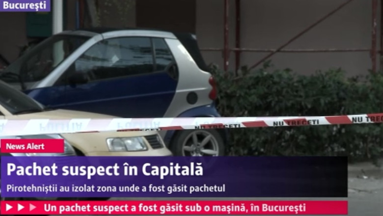Pachet suspect, sub o masina in Capitala. Alerta s-a dovedit a fi falsa Imagine