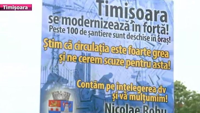 Panouri cu scuze, la intrarile in Timisoara Imagine