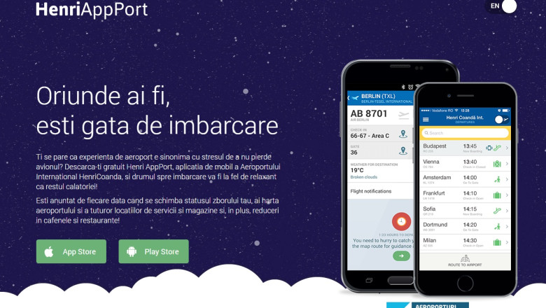 Pasagerii Aeroportului Otopeni, informati despre zboruri si imbarcari printr-o aplicatie de mobil. Cum functioneaza Henri AppPort Imagine