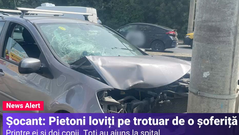 Patru pietoni au fost loviti pe trotuar de o soferita care a pierdut controlul volanului Imagine