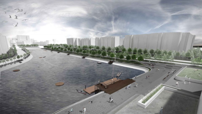 Pe raul Dambovita va fi amenajata o insula plutitoare Imagine