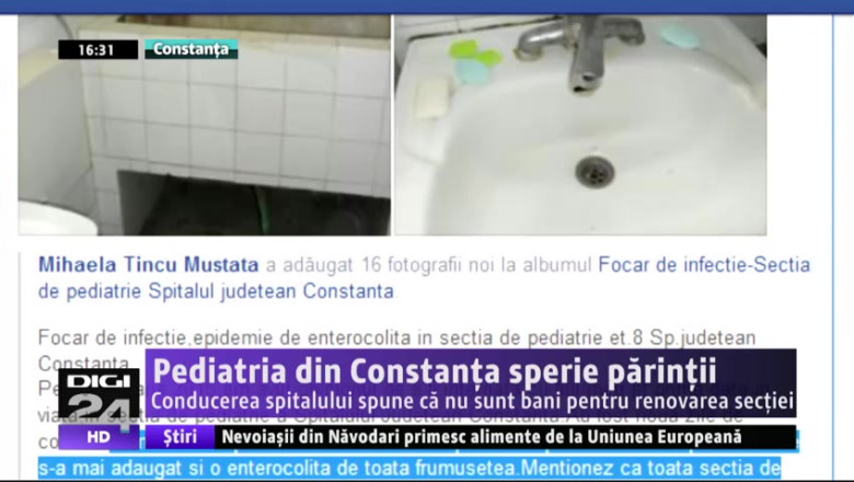 Pediatria din Constanta sperie parintii. Conducerea spitalului spune ca nu sunt bani pentru renovarea sectiei Imagine