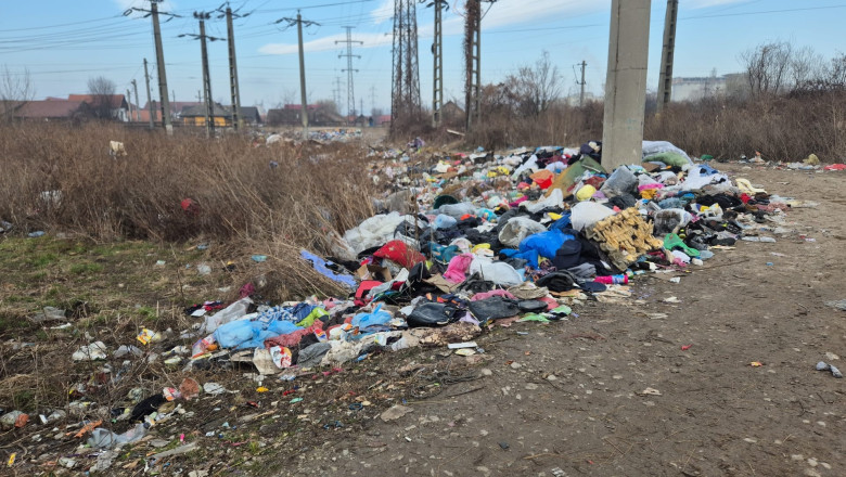 Peisaj dezolant la marginea orasului Targu Jiu: campuri sufocate de haine vechi. Cat cheltuie primaria pentru a curata periodic zona Imagine