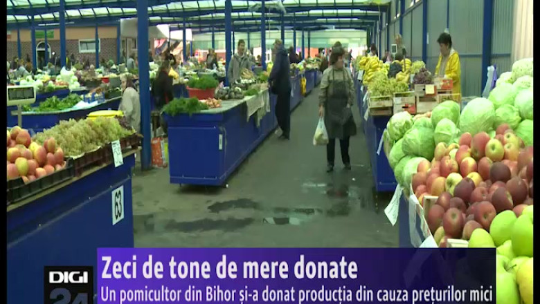 Pentru ca nu a putut sa le vanda din cauza preturilor mici, un pomicultor din Bihor a donat zeci de tone de mere Imagine