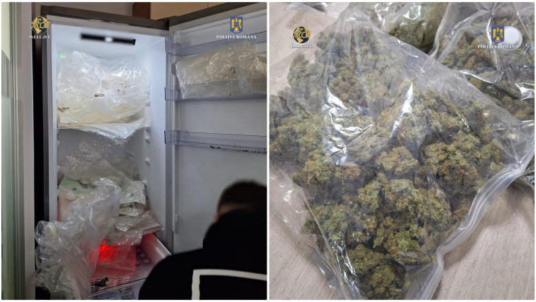 Peste 8 kg de droguri au fost gasite de politisti ascunse intr-un frigider. Dealerii le vindeau in Bucuresti si Calarasi Imagine