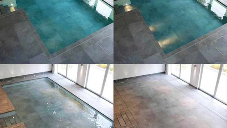 Piscina cu podea mobila, cea mai noua solutie pentru economia de spatiu intr-o casa de milionar Imagine