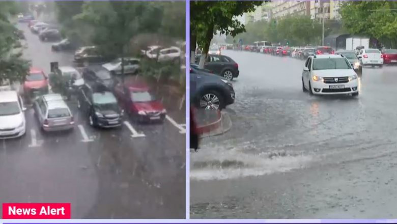 Ploaia torentiala si grindina au dat peste cap traficul din Capitala, aflata sub cod rosu de vijelii Imagine