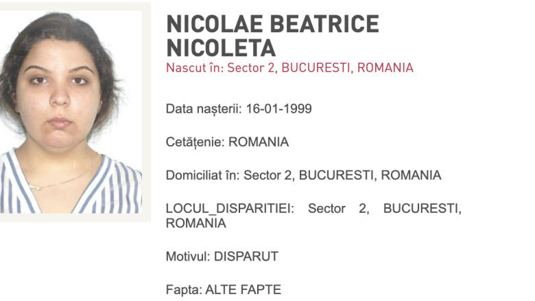 Politia cere ajutor pentru gasirea unei tinere de 18 ani si a fiicei sale de trei ani, disparute luni de acasa, din Sectorul 2 Imagine