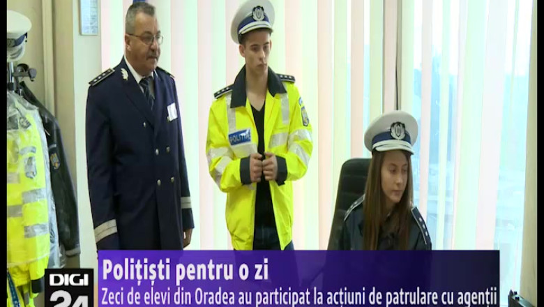 Politisti pentru o zi. Zeci de elevi din Oradea au participat la actiuni de patrulare cu agentii Imagine