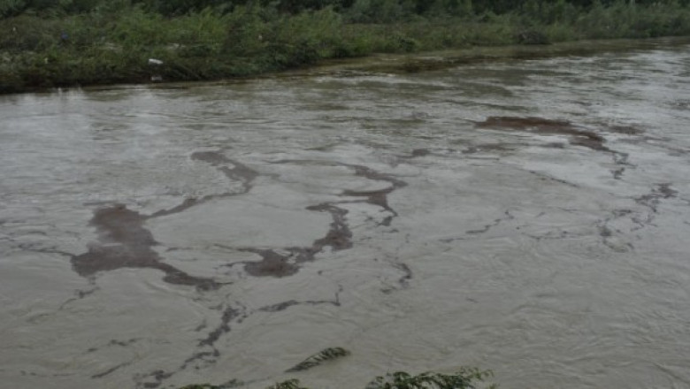 Poluare cu titei pe raul Teleorman. Politia suspecteaza mai multi hoti de produse petroliere Imagine