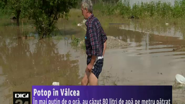 Potop in Valcea. In mai putin de o ora, au cazut 80 litri de apa pe metru patrat Imagine