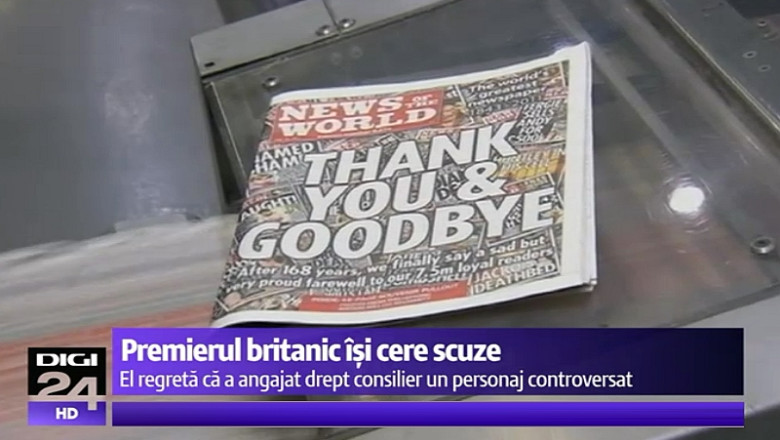 Premierul britanic David Cameron isi cere scuze pentru ca a angajat o persoana urmarita penal ca sef de comunicare Imagine