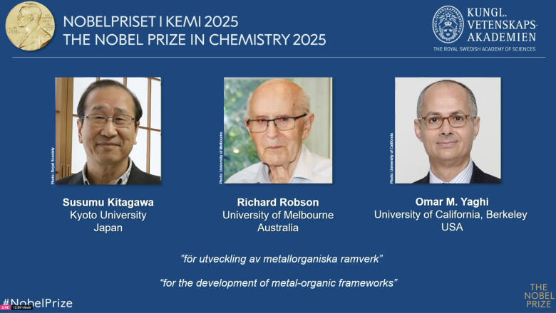Premiul Nobel pentru Chimie pe anul 2025 a fost castigat de trei cercetatori: Susumu Kitagawa, Richard Robson si Omar Yaghi Imagine