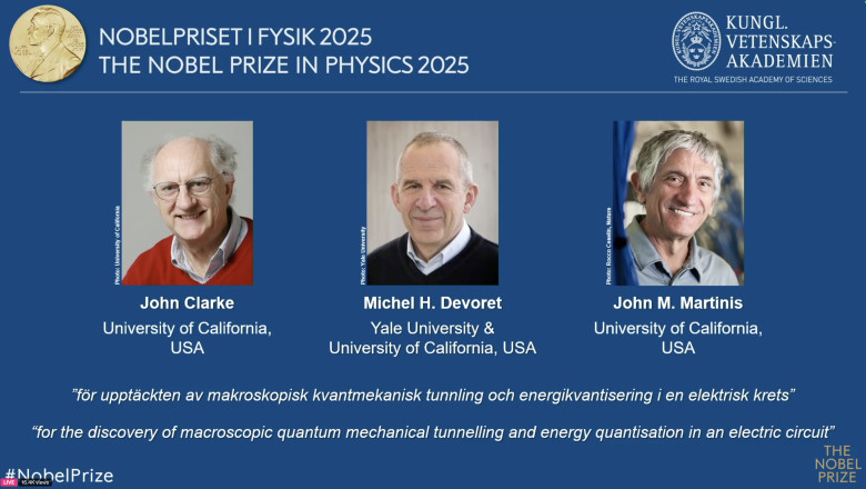 Premiul Nobel pentru Fizica pe anul 2025 a fost castigat de trei cercetatori: John Clarke, Michel H. Devoret si John M. Martinis Imagine