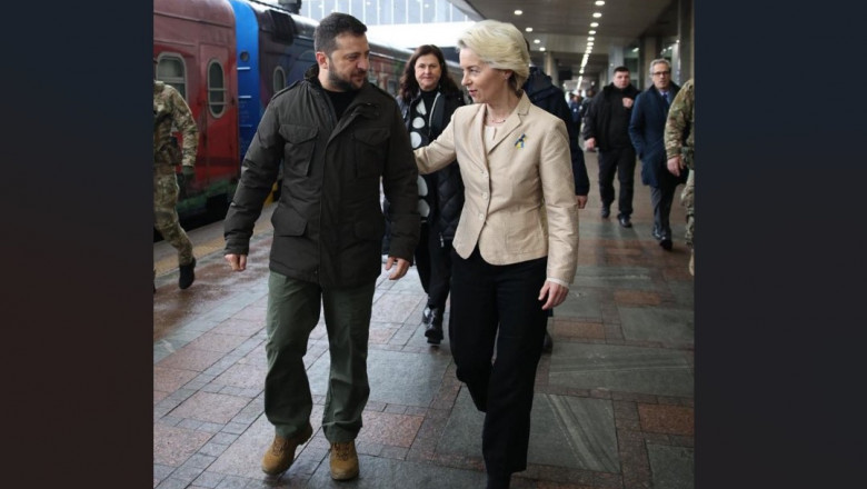 Presedinta Comisiei Europene este in vizita la Kiev. Ursula Von Der Leyen discuta despre aderarea Ucrainei la UE Imagine