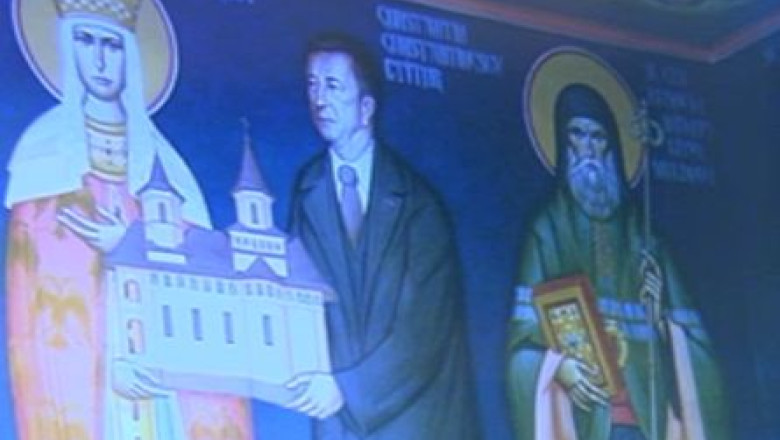 Primar printre sfinti. Edilul municipiului Barlad, pictat pe peretele unei biserici Imagine