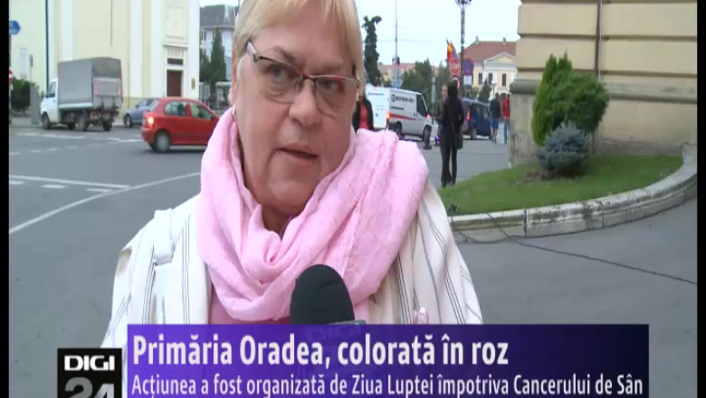 Primaria Oradea, colorata in roz. Actiunea a fost organizata de Ziua Luptei impotriva Cancerului de San Imagine