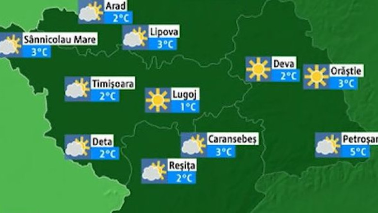 Prognoza meteo pentru vestul tarii: temperaturi apropiate de normal, ceata, chiciura, fulguieli Imagine