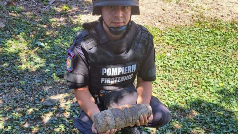 Proiectil periculos din timpul celui de-al Doilea Razboi Mondial, gasit intr-o localitate din Timis. Au intervenit pirotehnistii Imagine