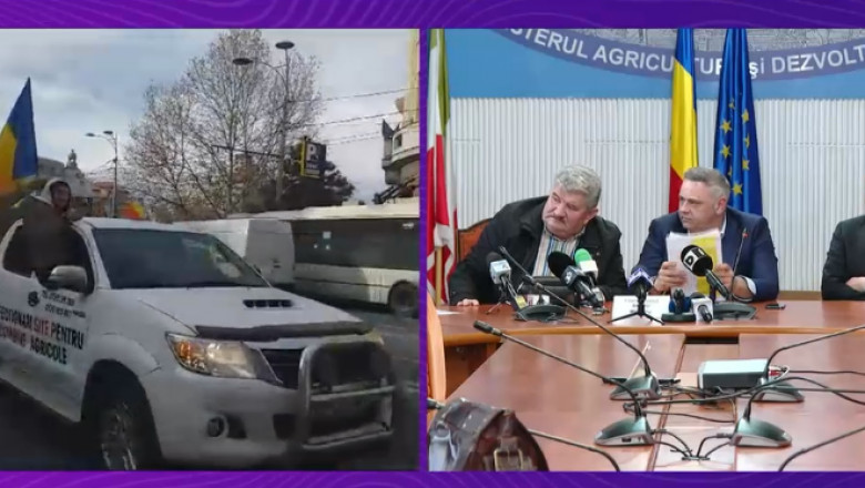 Protest in fata Ministerului Agriculturii in timpul conferintei lui Barbu. Trimisi acasa de ministru, fermierii ameninta cu noi actiuni Imagine