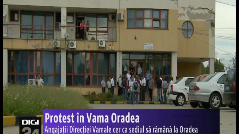 Protest in Vama Oradea. Angajati Directiei Vamale au cerut ca sediul Regionalei Vamale sa ramana la Oradea Imagine