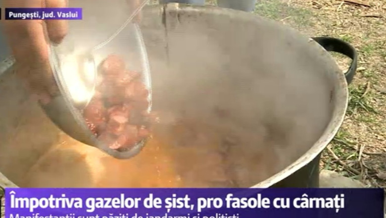 Protest inedit la Pungesti. Cu fasole si carnati impotriva gazelor de sist Imagine