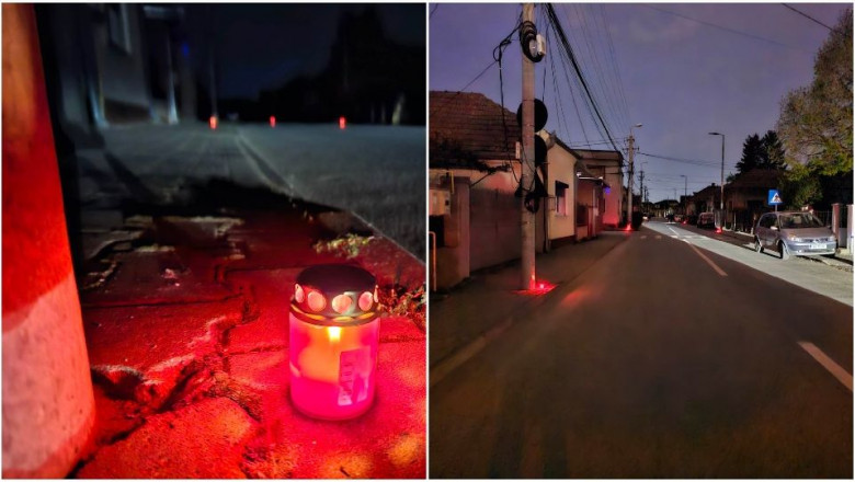 Protest inedit pe o strada din Alba Iulia. Locuitorii au aprins lumanari in dreptul stalpilor de iluminat stradal Imagine