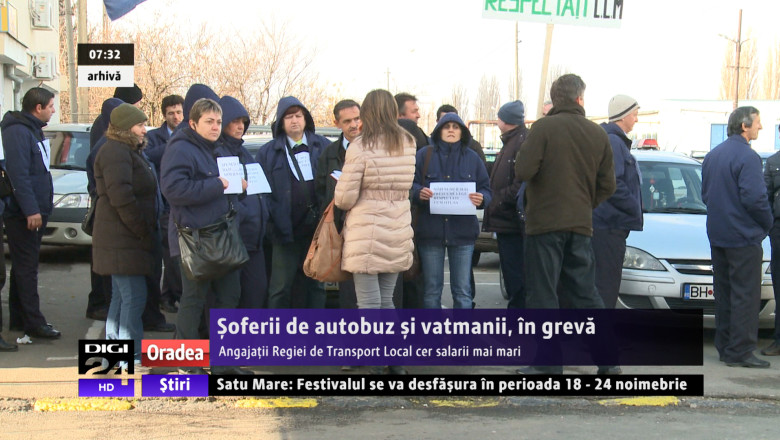 Protest la societatea de transport local din Oradea. Zeci de soferi si vatmani au cerut salarii mai mari Imagine