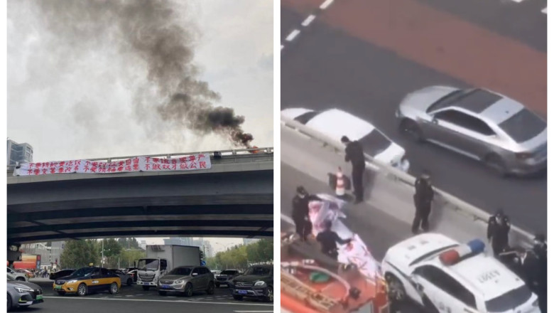 Protest rar intalnit pe strazile din Beijing impotriva liderului chinez. „Inlaturati-l pe dictatorul si tradatorul national Xi Jinping” Imagine