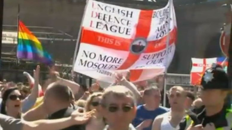 Proteste fata de islamizarea Marii Britanii, la Newcastle Imagine